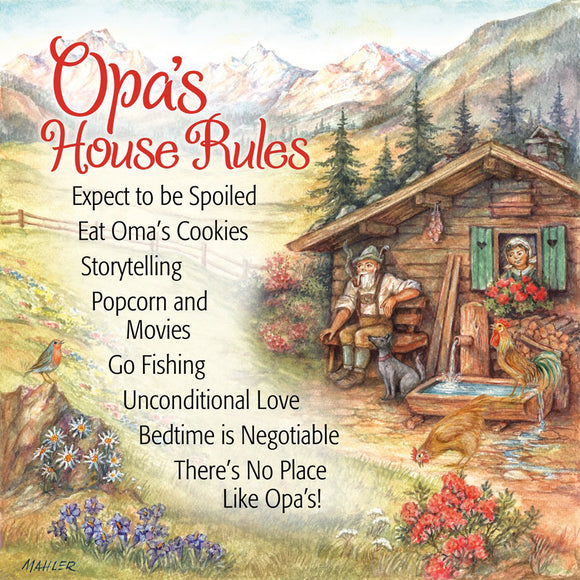 DT702 Opa's House Rules Wall Tile - German Specialty Imports llc