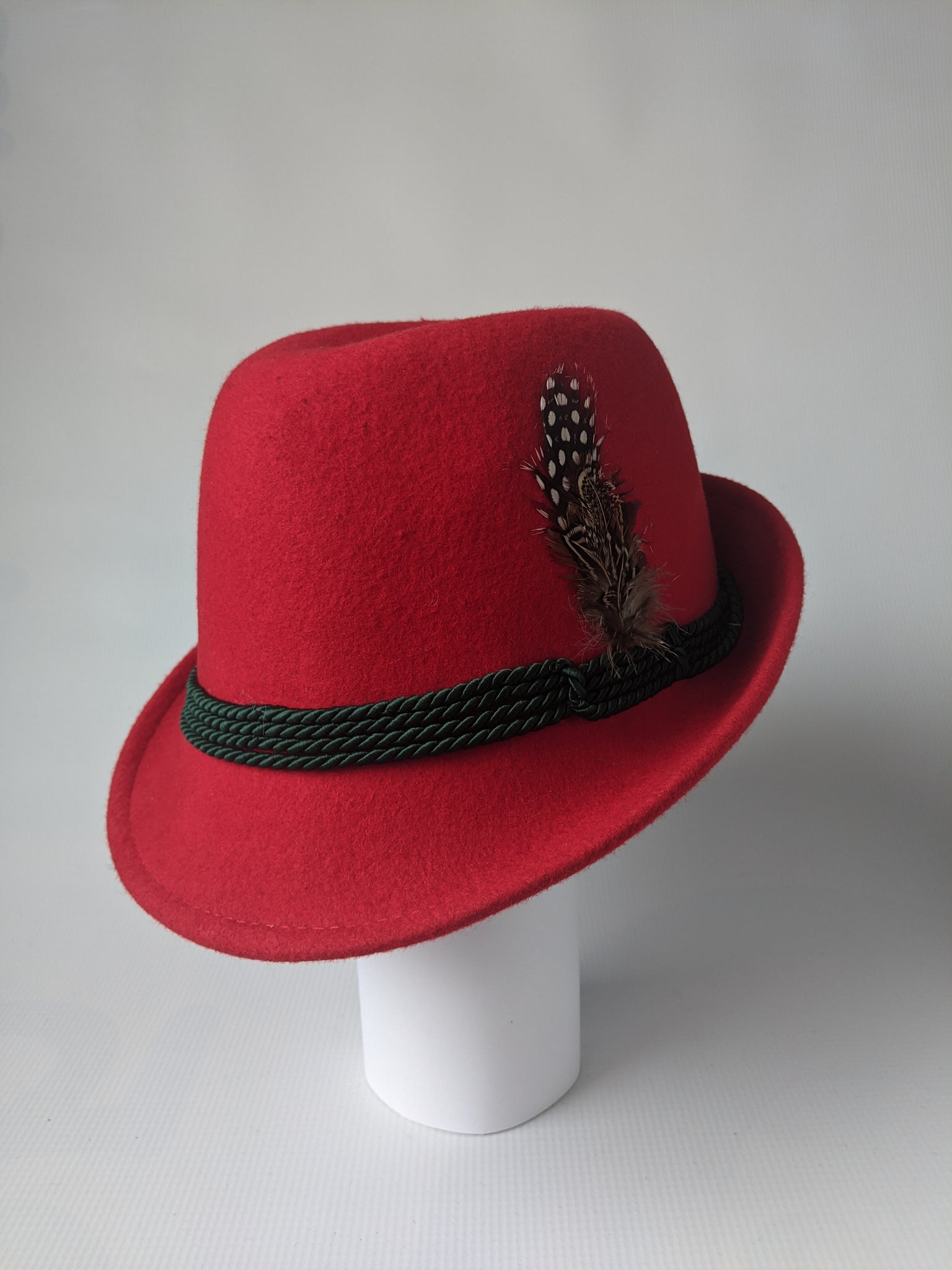 Classy Fedora Style German Wool Hat With Feathers – German