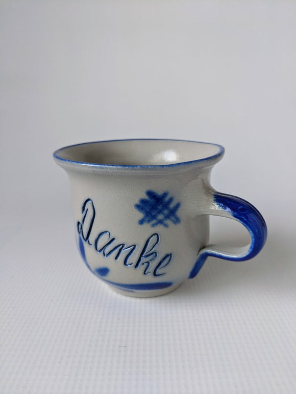 German Hand Made Salt Glazed Pottery DANKE Mug - German Specialty Imports llc