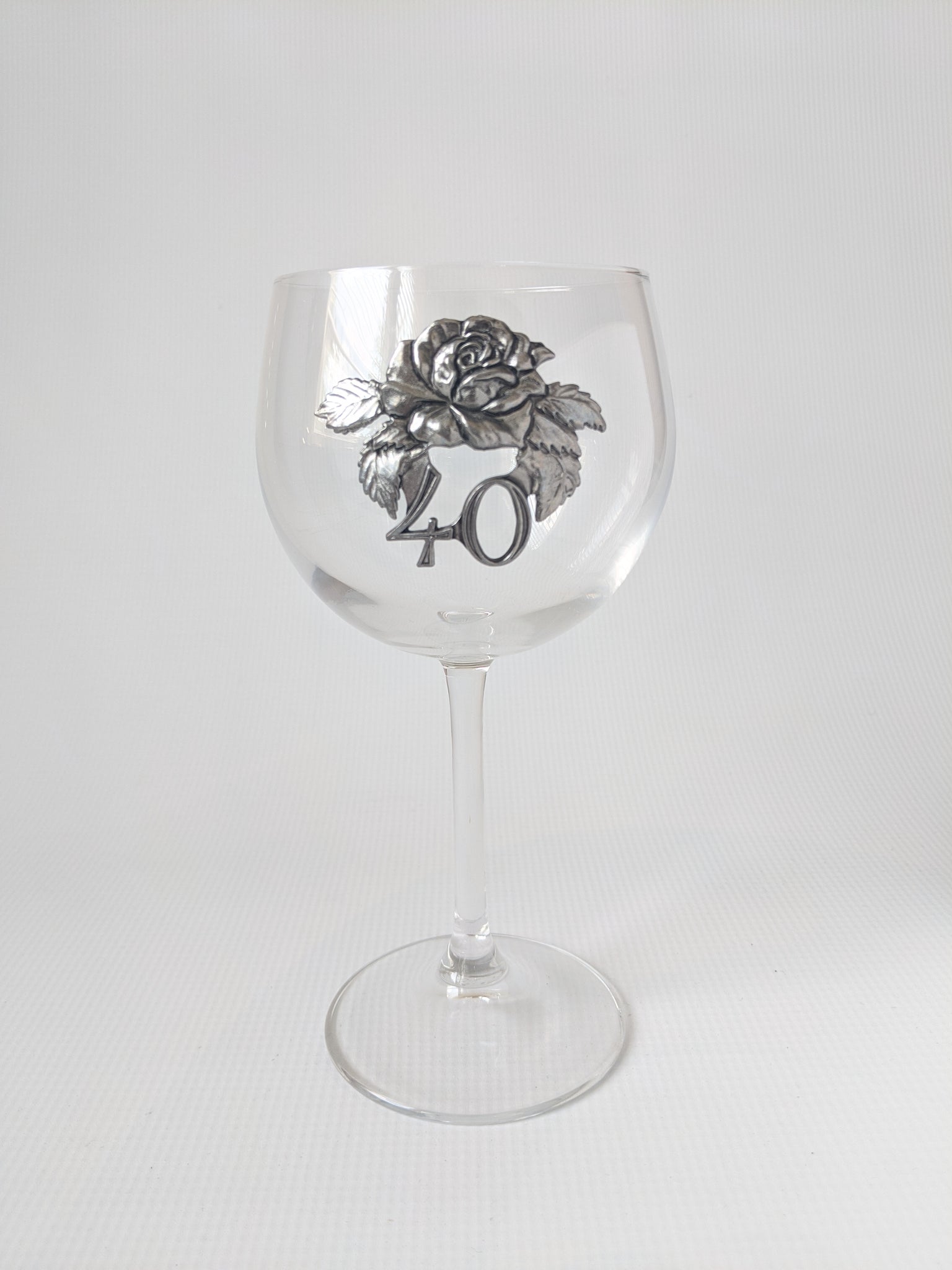 Anniversary Crystal Wine Glass with Pewter Decoration