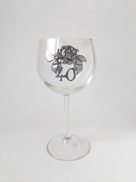 Anniversary Crystal Wine Glass with Pewter Decoration - German Specialty Imports llc