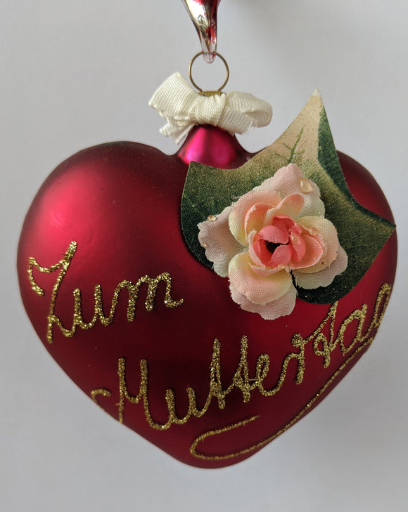 Mouth blown and Hand Painted Mother's Day Glass Heart - German Specialty Imports llc