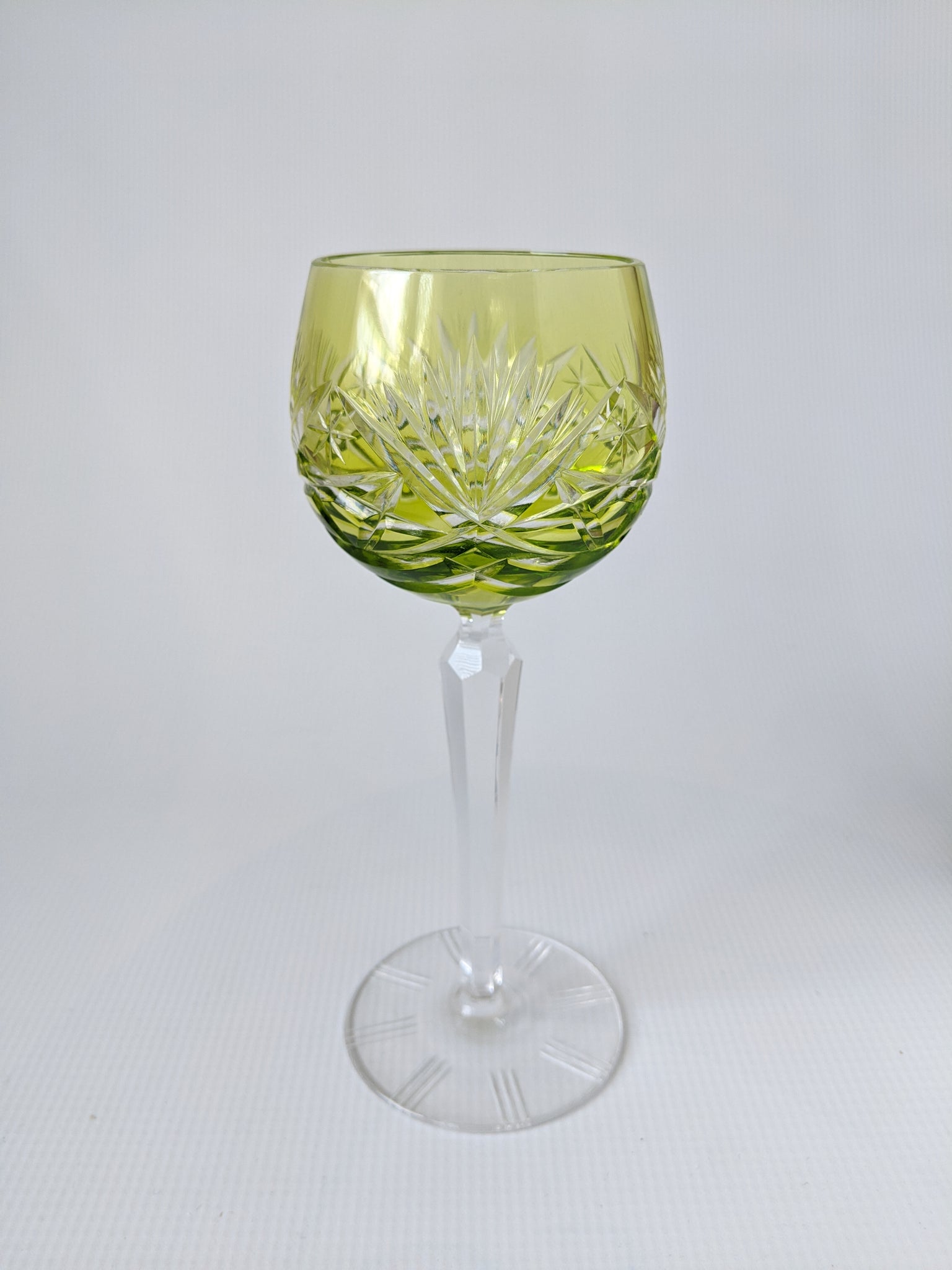 Hand Cut Green Crystal Wine ROEMER Glass