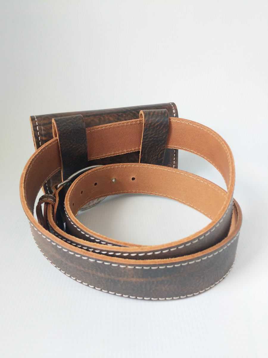 Leather Belt with Bayern Imprinted Purse and Bavarian Crest Buckle ...
