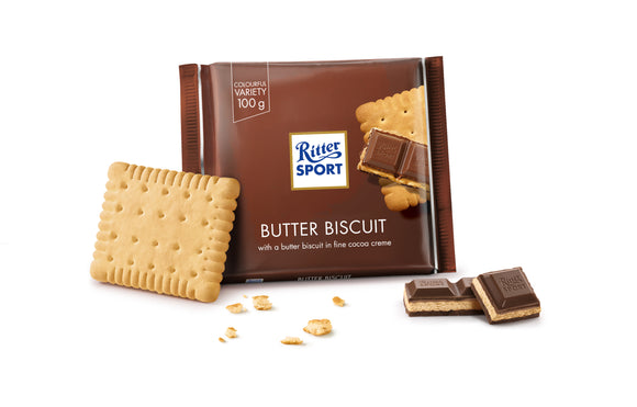 Ritter Sport Milk Chocolate with Butter Biscuit & Cocoa Creme filling Knusperkeks - German Specialty Imports llc