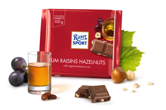Ritter Sport Milk Choclate with Rum Raisins & Hazelnuts - German Specialty Imports llc