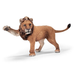 Hand Painted Schleich Young  Lion Male Swiping 14374 Play Figurine - German Specialty Imports llc