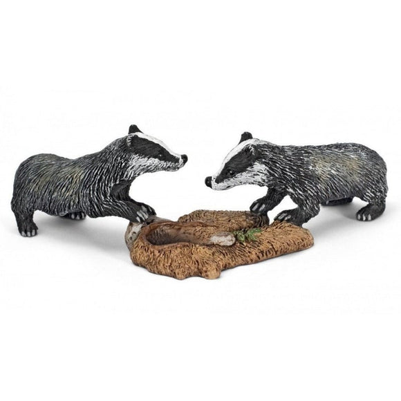 Hand Painted Schleich Two Badgers 146518 Play Figurine - German Specialty Imports llc