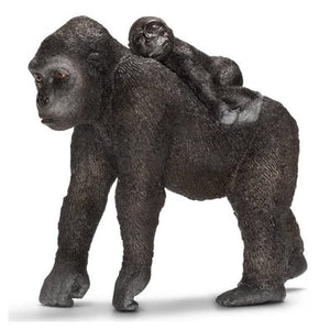 Hand Painted Schleich African Female with Baby Gorilla  14662  Play Figurine - German Specialty Imports llc