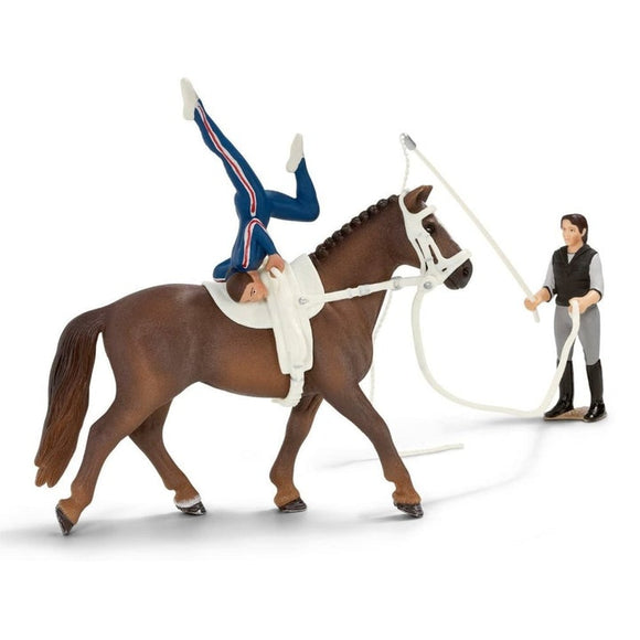 Hand Painted Schleich Vaulting Rider without Trainer and Horse and Saddle  42002 Play Figurines - German Specialty Imports llc