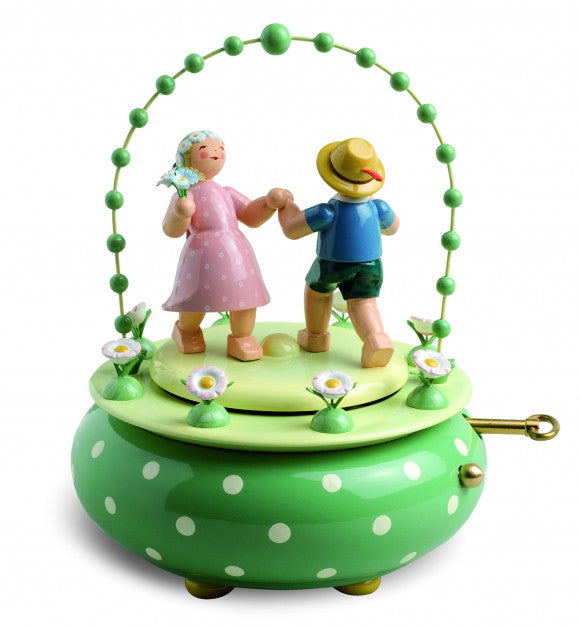 5336/52A Wendt & Kuehn Music Box Two dancers in the Garden  with 36 tone Music Work  Height 7.5 
