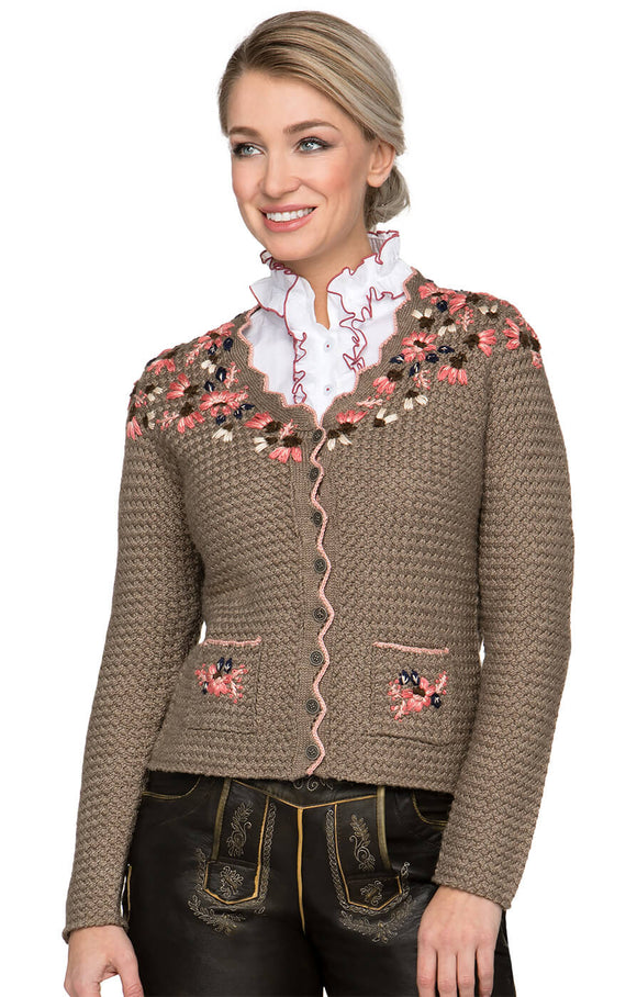 Stockerpoint Florica Knitted Sweater/  Jacket with Hand Embroidery - German Specialty Imports llc
