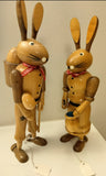 Ore mountain Hand made Wooden Tall Easter Bunny Hiker Egg  Basket on Back - German Specialty Imports llc