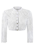 B - 5070 Stockerpoint Fine  Lace Dirndl Blouse White 3/4 long sleeves - German Specialty Imports llc