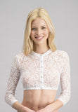 B - 5070 Stockerpoint Fine  Lace Dirndl Blouse White 3/4 long sleeves - German Specialty Imports llc