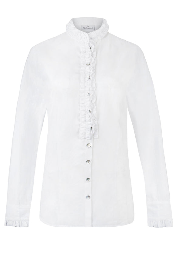 Stockerpoint Kate white Blouse with ruffles and  long sleeves - German Specialty Imports llc