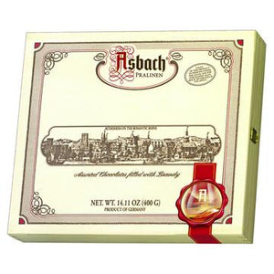 184172 Asbach Brandy Chocolate Wooden  Gift Box with Assorted Pralines 35 pc 14.1 oz - German Specialty Imports llc