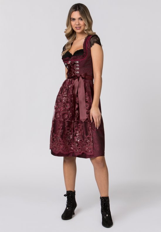 Available for Preorder Stockerpoint  Dirndl Eva dark red , skirty length 65 cm - German Specialty Imports llc