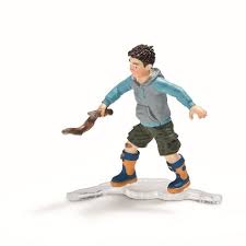 Hand Painted Schleich Figurine Boy With Stick 139046 Play Figurine - German Specialty Imports llc