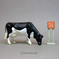 Hand Painted Schleich Figurine Cow Head Down 13141 Play Figurine - German Specialty Imports llc