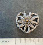 Pewter Edelweiss with Heart  Hat pin / Brooch - German Specialty Imports llc