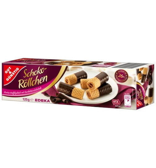 Gut & Guenstig Schokoroellchen Dark Milk Chocolate Waffle Rolls - German Specialty Imports llc