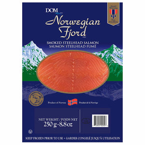 Norwegian Fjord Smoked Steelhead Salmon 250 g (8.8 oz) pack - German Specialty Imports llc