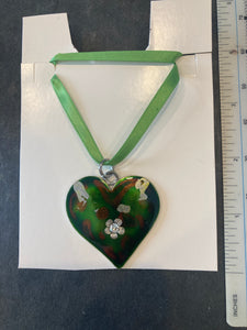 Green Ribbon Heart Pendant Necklace - German Specialty Imports llc
