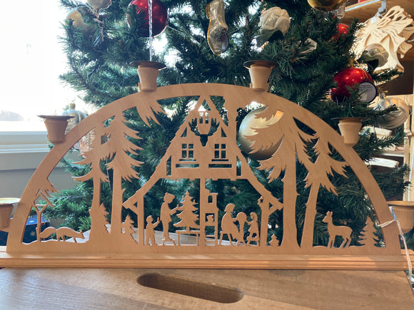 Hand made Wooden Light Arch for Candles- Advent forest house - German Specialty Imports llc