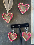 Sweetie Heart Earrings with striped border - German Specialty Imports llc