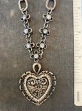 Pewter Heart Pendant Necklace with Swarovski Elements - German Specialty Imports llc