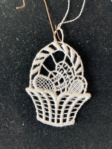 Easter Lace Ornament - egg basket mini - German Specialty Imports llc