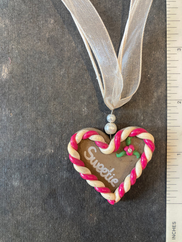 Sweetie Heart Clay Pendant Necklace with Ribbon - German Specialty Imports llc