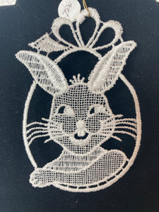 Easter Lace Ornament - bunny face - German Specialty Imports llc