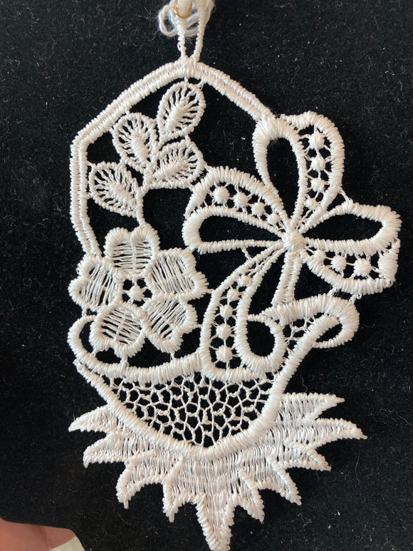 Easter Lace Ornament - grass,  buds, flower, bow - German Specialty Imports llc