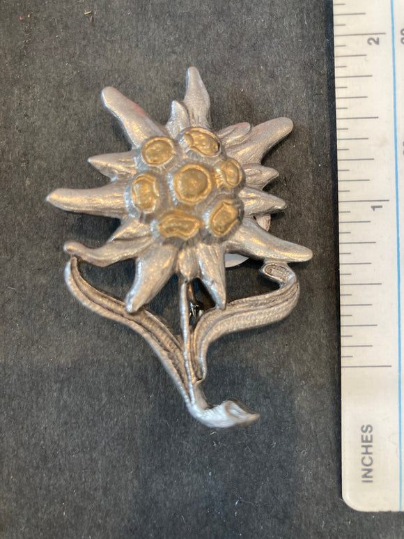 Edelweiss Flower with Stem Hat pin / Brooch - German Specialty Imports llc