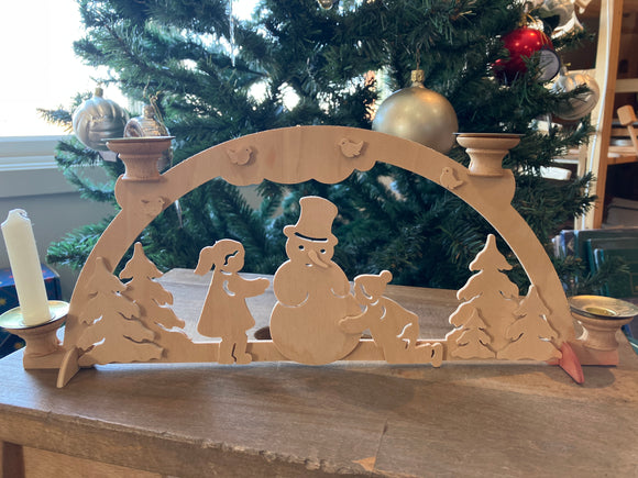 Hand made Wooden Light Arch for Candles- building a snowman - German Specialty Imports llc