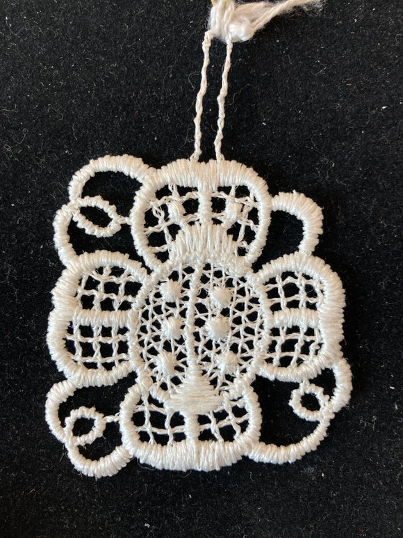 Easter Lace Ornament - curly clover and lucky ladybug - German Specialty Imports llc