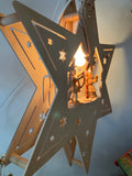 Blank-Engel Hand made Wooden Light Star, electric, 2 angels harps - German Specialty Imports llc