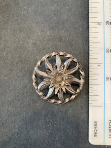 Pewter Edelweiss in Rope Ring Hat pin / Brooch - German Specialty Imports llc