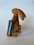 Hand Made Ore Mountain Easter Bunny with Water Pitcher and Blue Towel - German Specialty Imports llc