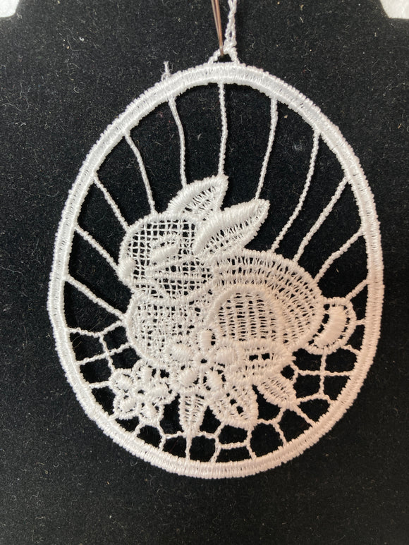 Easter Lace Ornament - seated bunny - German Specialty Imports llc
