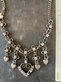 Pewter Heart Chandelier Necklace with Swarovski Elements - German Specialty Imports llc