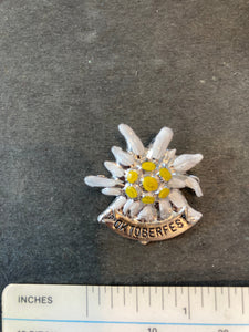 Small Edelweiss Pin with Oktoberfest banner Hat pin / Brooch - German Specialty Imports llc