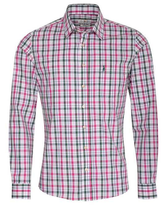 TRADITIONAL SHIRT JONAS SLIM FIT TWO-TONE IN PINK AND DARK GREEN FROM ALMSACH - German Specialty Imports llc