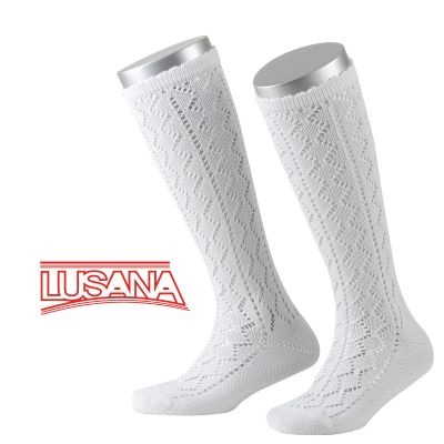 Lusana 380 CHILDREN'S Knee SOCKS white Lace style - German Specialty Imports llc