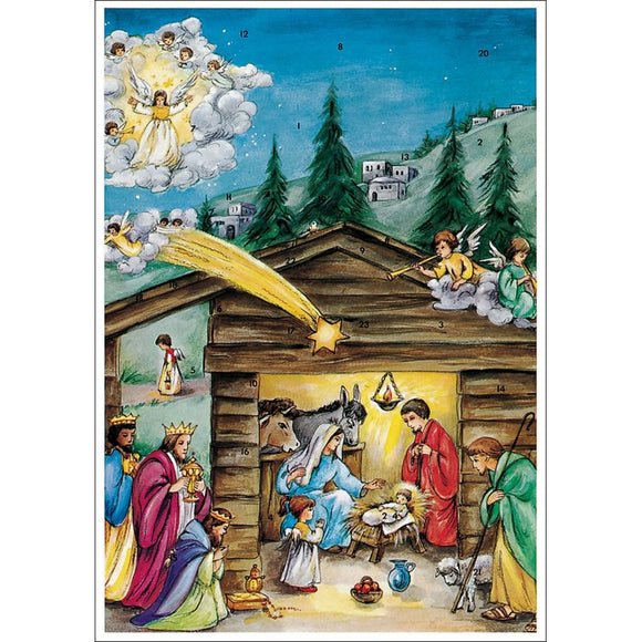 Advents Calendar Nativity Scene with Glitter - German Specialty Imports llc