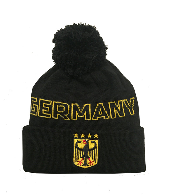 Germany knitted Fold Up Pom Beanie Gold - German Specialty Imports llc