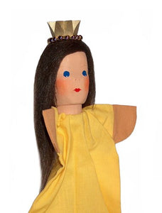 For preorder only Sievers Hahn Princess with yellow dress Hand carved Glove Puppet - German Specialty Imports llc