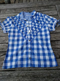 Blue White Checkered  Women Blouse - German Specialty Imports llc